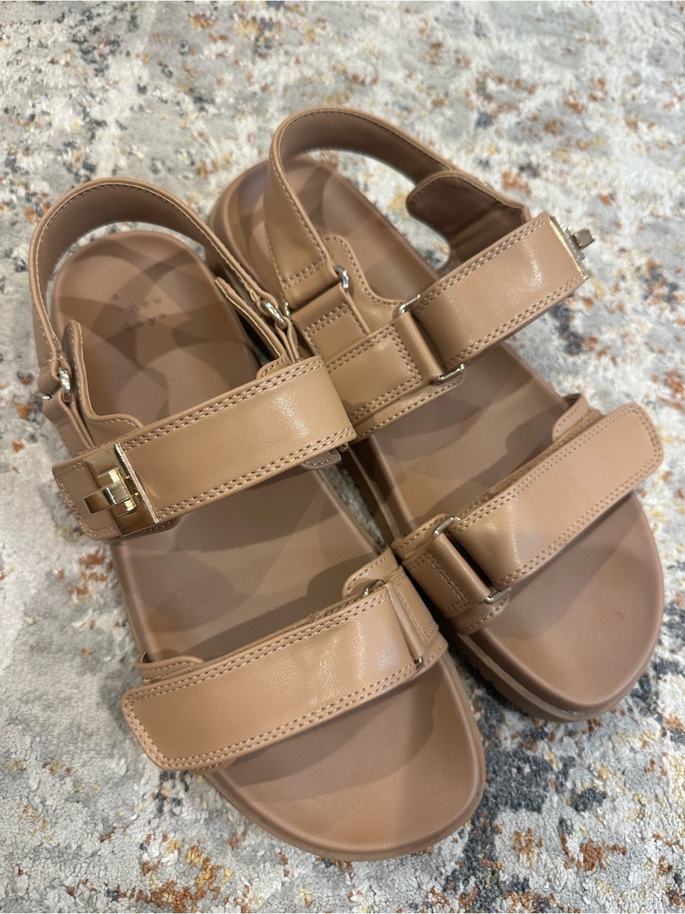 a new day Tan Beige Velcro Strap Sandals for Women